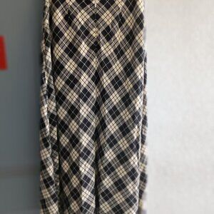 Vintage Pendleton 100% Virgin Wool A-Line Maxi Skirt, Black & White Plaid